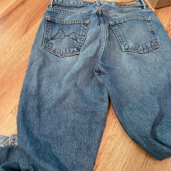 GRLFRND / Helena custome painted bee lemon Straight Leg Jeans Close To You 26 - Picture 8 of 8